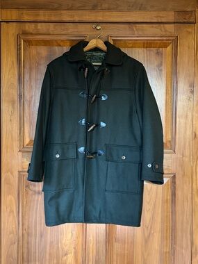 Polbot Green Wool Toggle Hooded Duffle Coat
